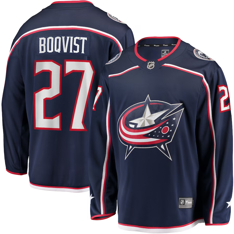 Men's Columbus Blue Jackets Adam Boqvist #27 Navy Home Breakaway Jersey